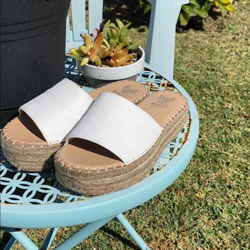 White espadrilles slides